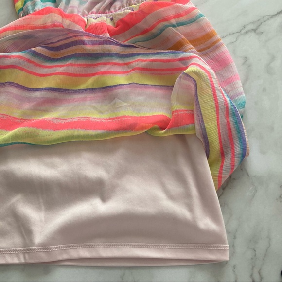 Candies Girls Bright Multicolor Stripe High-Low Sleeveless Dress - Picture 2 of 5